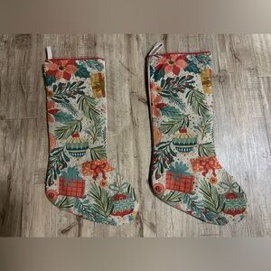 Festive Holiday matching Stockings set with Christmas  Design poinsettia gift